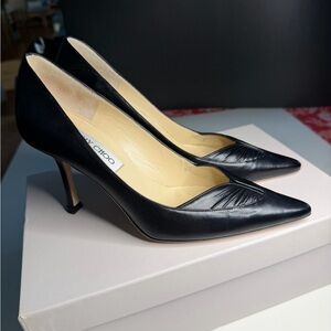 Jimmy Choo Black Leather Pointed Heels